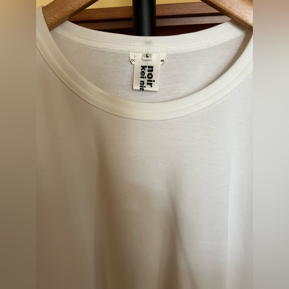 Noir Kei Ninomiya Top with Lace Trim White Silver Size L - Picture 7 of 16